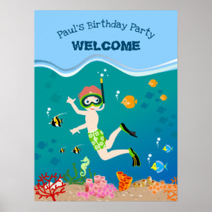 Schnorcheln mit tropischen Fischen Junge Geburtsta Poster
