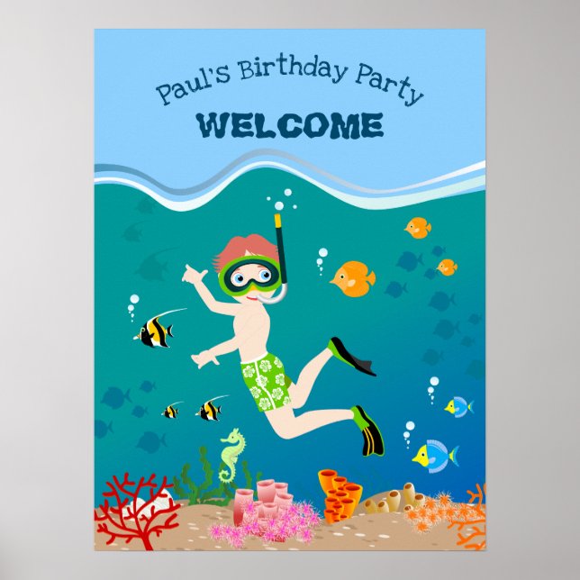 Schnorcheln mit tropischen Fischen Junge Geburtsta Poster (Vorne)