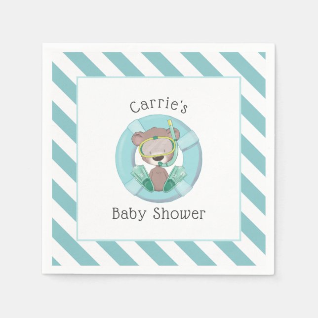 Schnorcheln Teddy Bear Boy Babydusche Serviette (Vorderseite)