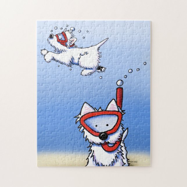 Schnorcheln Westies KiniArt Puzzle (Vertikal)