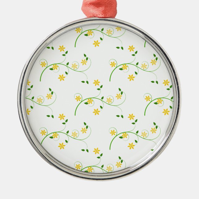 Schnörkel und Blume Silbernes Ornament (Vorne)