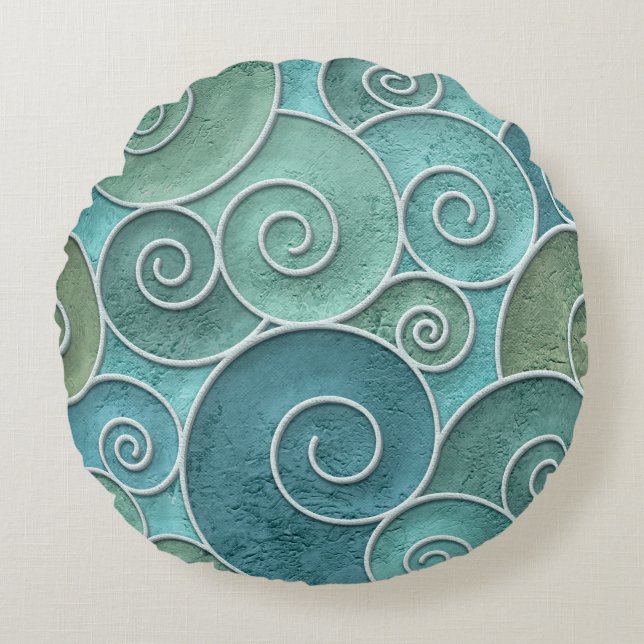 Schnörkellose Konsistenz mit Wirbel, Rundes Kissen (Vorderseite)