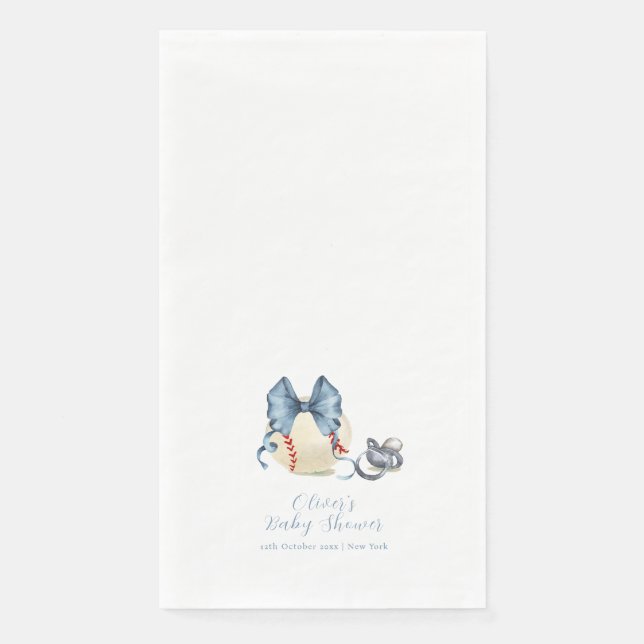 Schnuller Baseball Sport Junge Baby Shower Serviette (Vorderseite)