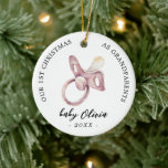 Schnuller Girl First Christmas Großeltern Foto Keramik Ornament<br><div class="desc">Schönes Ornament für Großeltern mit personalisiertem Foto und Aquarell Schnuller. Aktualisieren Sie das Jahr,  das Foto und den Namen.</div>