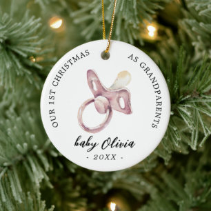 Schnuller Girl First Christmas Großeltern Foto Keramik Ornament