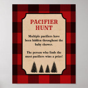 Schnuller Hunt Baby Showgame Namensschild Lumberja Poster