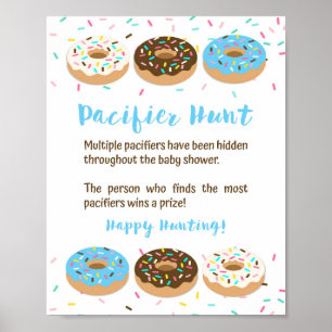 Schnuller Hunt Baby Showgame Schild Blue Donuts