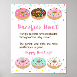 Schnuller Hunt Baby Showgame Schild Rosa Donuts