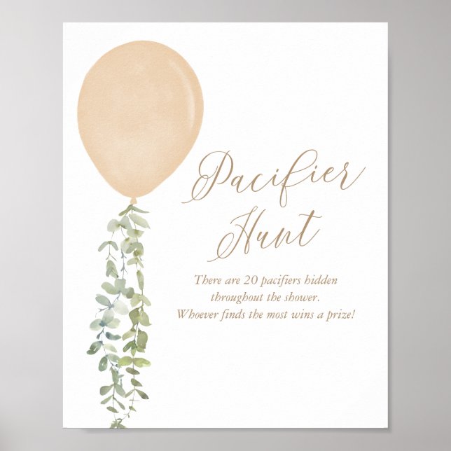 Schnuller Hunt Blue Balloon Baby Showposter Poster (Vorne)