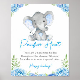 Schnuller Hunt Blue Boy Elephant Babydusche Erdnus Poster