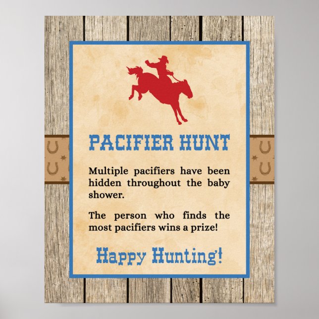 Schnuller Hunt Game Sign Cowboy Western Dusche Poster (Vorne)