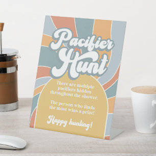 Schnuller Hunt Groovy Retro Sunshine Baby Dusche Sockelschild