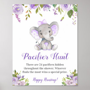 Schnuller Hunt Lavender Girl Elephant Babydusche Poster