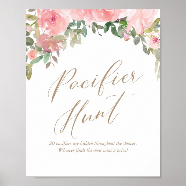 Schnuller Hunt Pink Floral Baby Shoster Poster (Vorne)