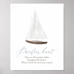 Schnuller Hunt Sign Nautical Sailboat Kinderdusche Poster