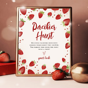 Schnuller Hunt Wasserfarbe Erdbeeren Tafel Zeichen Poster