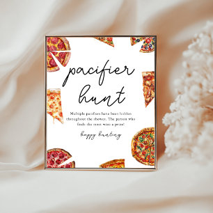 Schnuller Jagd Pizza Baby Dusche Spiel Poster