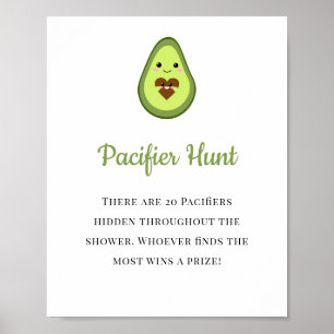 Schnuller-Jagd-Spiel-Schild Avocado Fiesta Baby Sh Poster