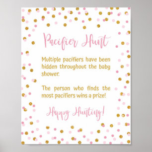 Schnuller Jagen Baby Showgame Schild Pink & Gold