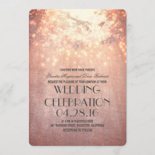 Schnur beleuchtet Baumast-rustikale Hochzeit Einladung