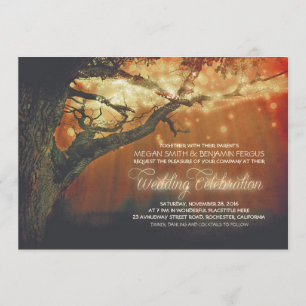 Schnur-Licht-Baum-lädt rustikale Waldhochzeit ein Einladung