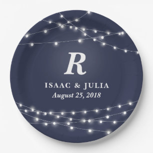 Schnur Licht-Monogramm-des personalisierten Pappteller