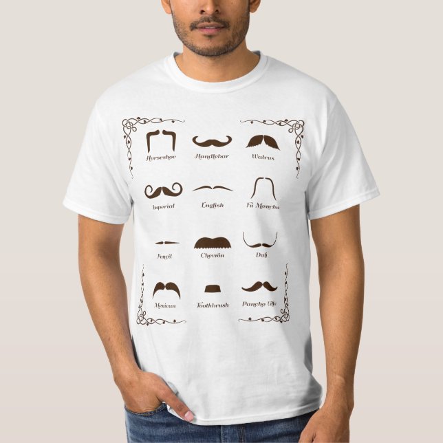 Schnurrbart-Art-Identifizierungs-Diagramm T-Shirt (Vorderseite)