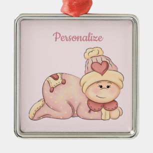 Schnurrbart Baby Girl ist da! (baby mädchen) Silbernes Ornament