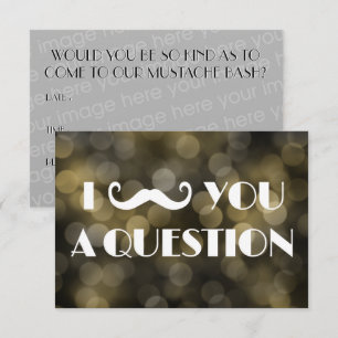 Schnurrbart-Bash-Frage-Bokeh-Lichter-Einladungen Einladung