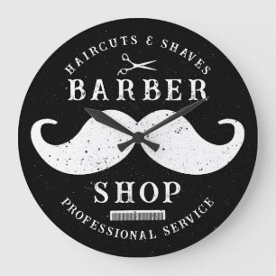 Schnurrbart-Friseursalon Moderner Friseursalon Große Wanduhr