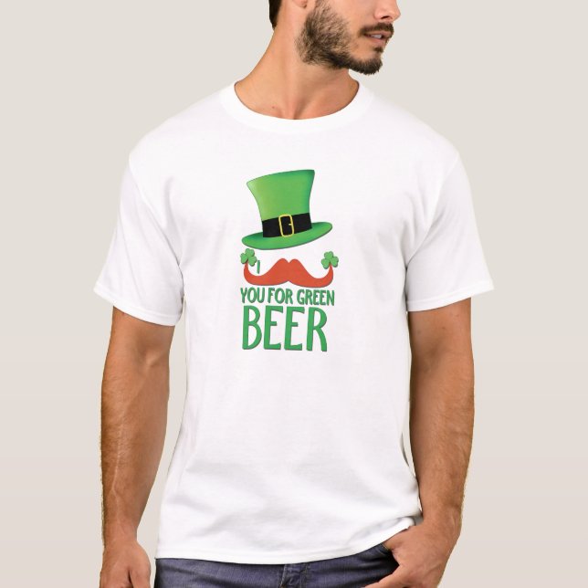 Schnurrbart für grünes Bierginger-Schnurrbart T-Shirt (Vorderseite)