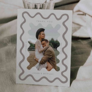 Schnurrbart handgezogenes Creme-Hochzeitsstich-Fot Dankeskarte