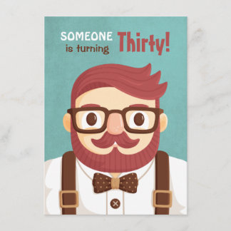 Schnurrbart-Herr-Mann-Geburtstags-Party Einladung