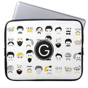 Schnurrbart-Hipster-Gesichter Laptopschutzhülle