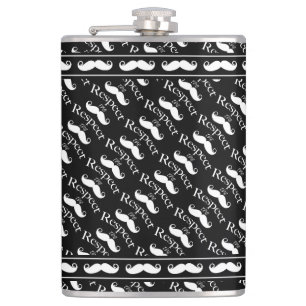 Schnurrbart Hipster Retro-Muster Flachmann