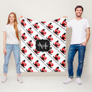 Schnurrbart I Sie Ihr Herz Valentinstag-Monogramm Fleecedecke