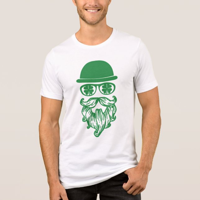 Schnurrbart-Leprechauns St. Patrick's Day Tri-Blend Shirt (Vorderseite)