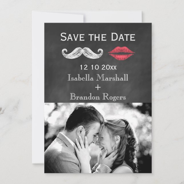 Schnurrbart & Lippen Foto Save the Date (Vorderseite)
