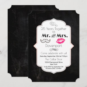 Schnurrbart & Lippen Mr. & Mrs. - Jubiläum Einladung