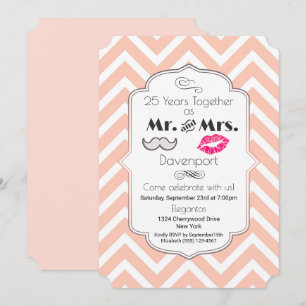 Schnurrbart & Lippen Mr. & Mrs. - Jubiläum Einladung