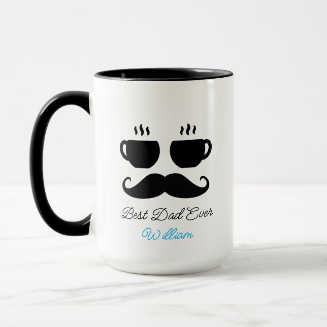 Schnurrbart & Macchiato Dad Geschenktasse Tasse (Links)