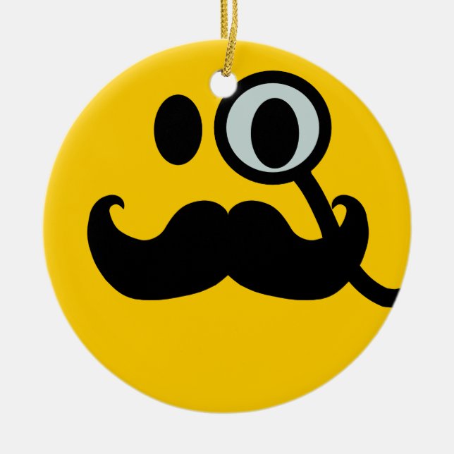 Schnurrbart Monocle Keramik Ornament (Vorne)