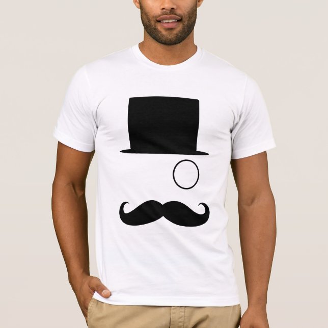Schnurrbart Monocle u. TopHat T-Shirt (Vorderseite)