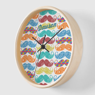 Schnurrbart Mr. Hipster Vintage Retro Wanduhr