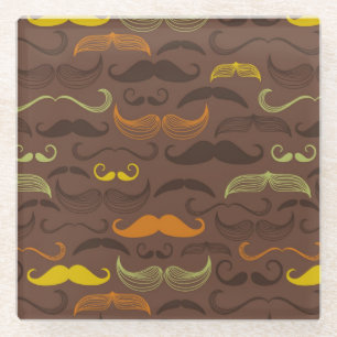 Schnurrbart-Muster, Retro-Stil 5 Glasuntersetzer