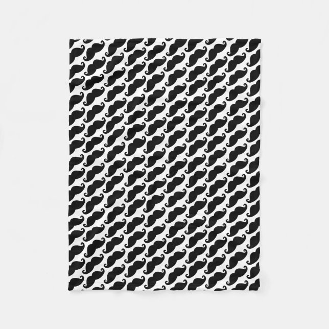 Schnurrbart-Muster weiß und schwarz Fleecedecke (Vorderseite)