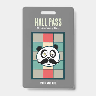 Schnurrbart-Panda-Hall-Pass-Abzeichen Ausweis