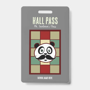 Schnurrbart-Panda-Hall-Pass-Abzeichen Ausweis