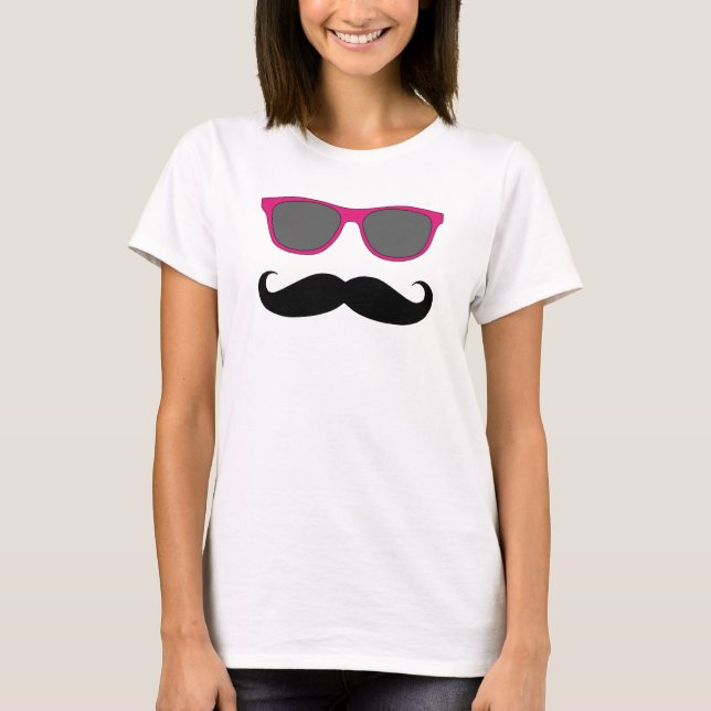 Schnurrbart-rosa Sonnenbrille-Humor-T - Shirt (Vorderseite)