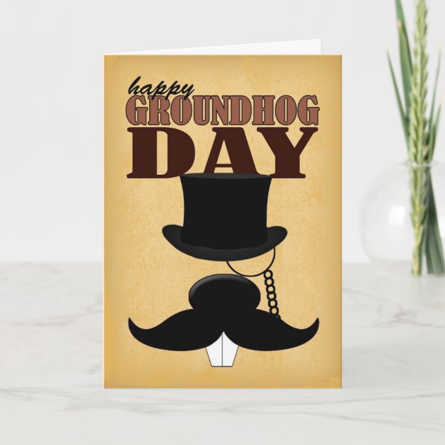 Schnurrbart-Schnurrbart-Groundhog Day-Karte Karte (Vorderseite)